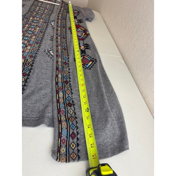 Andree by UNIT Bohemian Tribal Embroidered Open Long Line Cardigan Duster Size S - Picture 9 of 9